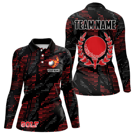Black and Red Camo Golf Polo Shirts For Women Custom ladies golf outfit team golf shirts NQS9715