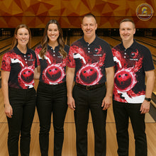 Load image into Gallery viewer, Red Flame Fire Bowling Shirts for Women Custom Bowling Team Jersey Bowling Polo &amp; Quarter-Zip Shirts NQS11751