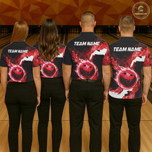 Load image into Gallery viewer, Red Flame Fire Bowling Shirts for Women Custom Bowling Team Jersey Bowling Polo &amp; Quarter-Zip Shirts NQS11751