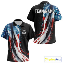 Load image into Gallery viewer, American flag Black Kid golf polo shirts Custom team patriotic golf top for Kid NQS9978