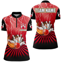 Load image into Gallery viewer, Women Bowling Shirts Custom lightning storm vintage Bowling Team Jersey, gift for Bowlers | Red NQS8282