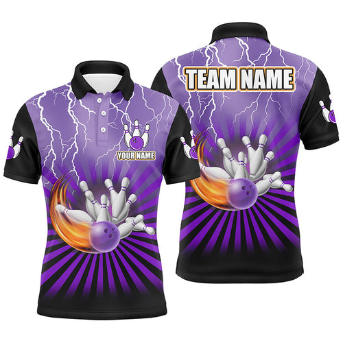 Mens Bowling Shirts Custom lightning storm vintage Bowling Team Jersey, gift for Bowlers | Purple NQS8283