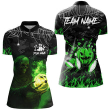 Load image into Gallery viewer, Black Bowling Camo Green flame Skull Custom Halloween Bowling Shirts For Women, Bowling Team Jerseys NQS8500