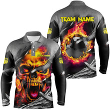 Load image into Gallery viewer, Flame Skull Bowling Shirts For Men Custom Halloween Bowling Team Jerseys, bowling gifts for him NQS8503