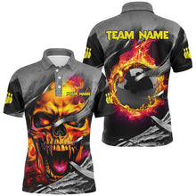 Load image into Gallery viewer, Flame Skull Bowling Shirts For Men Custom Halloween Bowling Team Jerseys, bowling gifts for him NQS8503