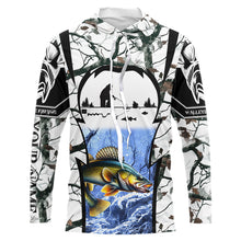 Load image into Gallery viewer, Ice fishing walleye winter camo custom fishing shirts for men Performance shirts NQS1011