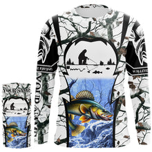 Load image into Gallery viewer, Ice fishing walleye winter camo custom fishing shirts for men Performance shirts NQS1011