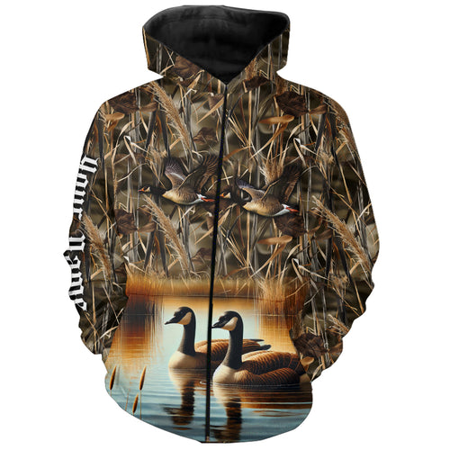 Goose Hunting waterfowl camo Customize Name 3D All Over Printed Shirts Personalized Hunting gift NQS4152