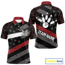 Load image into Gallery viewer, Black American flag Men bowling shirts Custom bowling camo Team Jerseys, gift for Bowlers | Red NQS10895