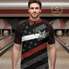 Load image into Gallery viewer, Black American flag Men bowling shirts Custom bowling camo Team Jerseys, gift for Bowlers | Red NQS10895