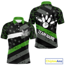 Load image into Gallery viewer, Black American flag Men bowling shirts Custom bowling camo Team Jerseys, gift for Bowlers | Green NQS10896