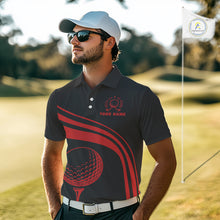 Load image into Gallery viewer, Personalized polo golf shirts for men custom black and red mens golf shirts team golf jersey NQS11075