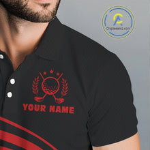 Load image into Gallery viewer, Personalized polo golf shirts for men custom black and red mens golf shirts team golf jersey NQS11075