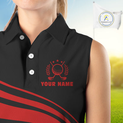 Personalized sleeveless polo golf shirts for women custom black and red golf shirts team golf jersey NQS11075