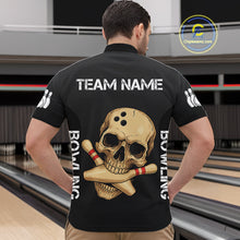 Load image into Gallery viewer, Personalized Skull Bowling Shirts For Men Custom Team&#39;s Name Skull Bowler Jerseys | Black NQS11081