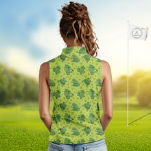 Load image into Gallery viewer, Funny Green Frog pattern Women Sleeveless polo shirt Custom ladies golf top, personalized golf gifts NQS11284