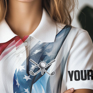 Red, White and Blue American flag Women golf polo shirts Customize patriotic Ladies golf wear NQS9406