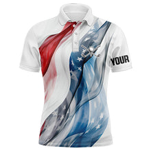 Load image into Gallery viewer, Red, White and Blue American flag Men golf polo shirts Customize patriotic Mens golf wear NQS9406