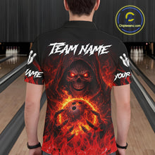 Load image into Gallery viewer, Black And Red Flame Skull Reaper Men's Bowling Shirts, Personalized bowling outfit men bowling jersey NQS11491