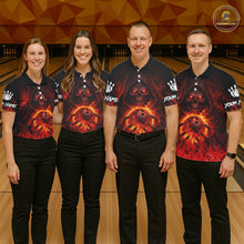 Load image into Gallery viewer, Black And Red Flame Skull Reaper Men's Bowling Shirts, Personalized bowling outfit men bowling jersey NQS11491