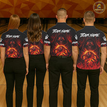 Load image into Gallery viewer, Black And Red Flame Skull Reaper Men's Bowling Shirts, Personalized bowling outfit men bowling jersey NQS11491
