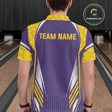 Load image into Gallery viewer, Purple And Yellow Custom bowling shirts for men, Personalized bowling outfit men team bowling jersey NQS11493