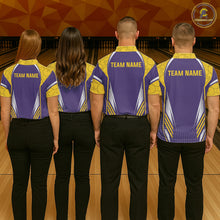Load image into Gallery viewer, Purple And Yellow Custom bowling shirts for men, Personalized bowling outfit men team bowling jersey NQS11493