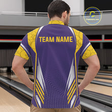 Load image into Gallery viewer, Purple And Yellow Custom bowling shirts for men, Personalized bowling outfit men team bowling jersey NQS11493
