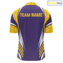 Load image into Gallery viewer, Purple And Yellow Custom bowling shirts for men, Personalized bowling outfit men team bowling jersey NQS11493