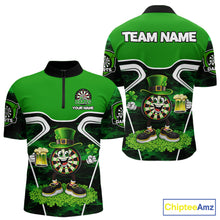 Load image into Gallery viewer, Funny Dart and Beer Green Shamrock  Men Dart Shirts Custom St Patrick Team Mens Dart Jerseys NQS11674
