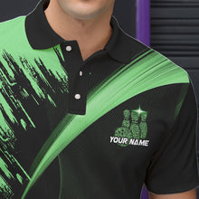 Load image into Gallery viewer, Personalized Black and Green Bowling Polo, Quarter Zip Shirts For Mens Custom Bowling Team Jersey NQS9724