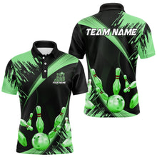 Load image into Gallery viewer, Personalized Black and Green Bowling Polo, Quarter Zip Shirts For Mens Custom Bowling Team Jersey NQS9724