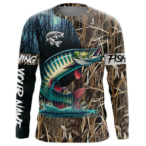 Musky Fishing Customize Name 3D All Over Printed Fishing Camo Shirts, Personalized Fishing Gifts NQS292