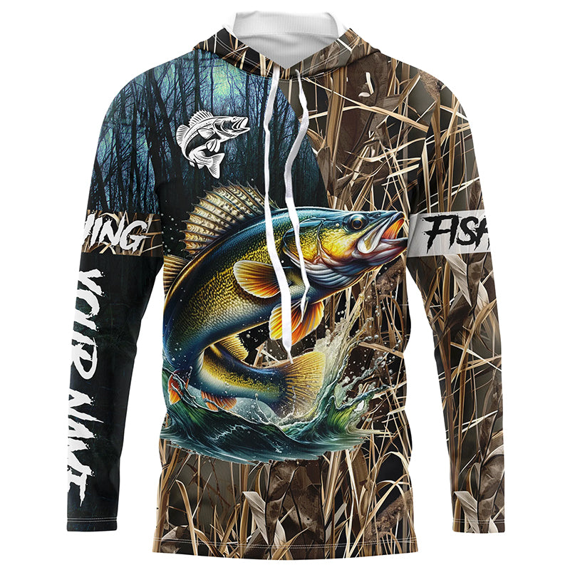 Walleye Fishing Custom Name 3D All Over Printed Camo Fishing Shirts, Personalized Fishing Gift NQS293