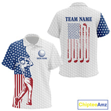 Load image into Gallery viewer, Red, White &amp; Blue American Flag Golf polo shirts For Kid Custom patriotic Kid golf top NQS9987