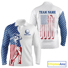 Load image into Gallery viewer, Red, White and Blue American Flag Golf polo shirts For Men Custom patriotic mens golf top NQS9987