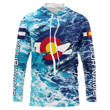 Load image into Gallery viewer, Blue sea wave ocean camo Colorado flag patriot shirt Custom sun protection fishing long sleeve shirts NQS5765