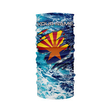 Load image into Gallery viewer, Blue sea wave ocean camo Arizona flag patriot shirt Custom sun protection fishing long sleeve shirts NQS5766