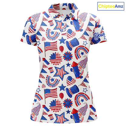 Women golf polo shirts USA independence day pattern custom patriot team golf polo shirts NQS5780