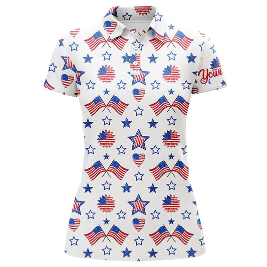 Women golf polo shirts American flag independence day pattern custom patriot team golf shirts NQS5781