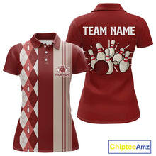 Load image into Gallery viewer, Retro Red argyle pattern Bowling shirts For Women custom bowling team jerseys Bowler Outfits NQS10151