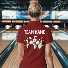 Load image into Gallery viewer, Retro Red argyle pattern Bowling shirts For Women custom bowling team jerseys Bowler Outfits NQS10151