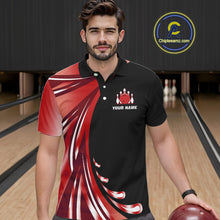 Load image into Gallery viewer, Black and Red Bowling Ball and Pins wings Bowling Shirts for Men Custom Team Bowling Jerseys NQS10491