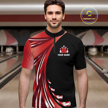 Load image into Gallery viewer, Black and Red Bowling Ball and Pins wings Bowling Shirts for Men Custom Team Bowling Jerseys NQS10491