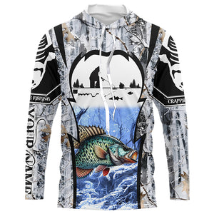 Winter crappie Ice fishing camo Customize name Performance Long Sleeve fishing shirts for men, women NQS1012