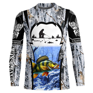 Perch ice fishing Winter camo custom fishing shirts for men Performance UV protection NQS1013