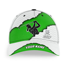 Load image into Gallery viewer, Green and white golf ball skin Golfer hat custom golf sun hats for men, women NQS8742