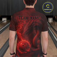 Load image into Gallery viewer, Red Flame Dragon Bowling Polo, 1/4 Zip Shirts For Men Custom Name Team Bowling League Jersey NQS11092