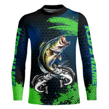 Load image into Gallery viewer, Blue and Green Camo Largemouth Bass fishing custom Bass fishing jerseys, personalized fishing gifts NQS9218