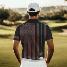 Load image into Gallery viewer, Black and Red American flag Men golf polo shirts Customize patriotic golf shirt for mens NQS9413